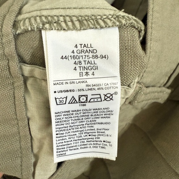 GAP Green Trousers Relaxed Fit Linen size 4 Tall - Picture 6 of 6
